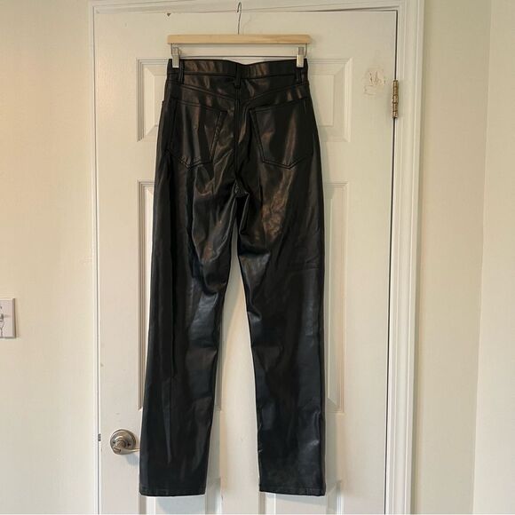 Abercrombie & Fitch 90s Straight Ultra High Rise Vegan Leather Pants Black 28/6L - Picture 9 of 9